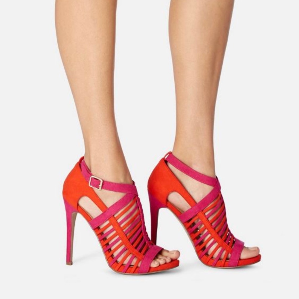 Shoedazzle Brigitte Faux Suede Multi-Color Heels| Size 10